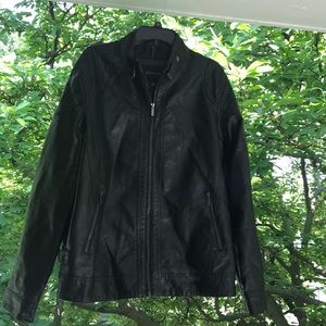 Men’s black leather jacket